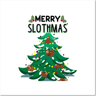 Merry Slothmas Ugly Christmas Sweatshirt Posters and Art